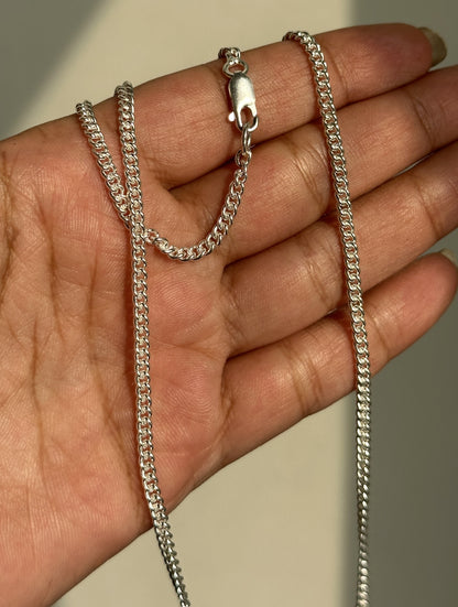 Classic Curb Chain worn — 925 silver chain for a pendant