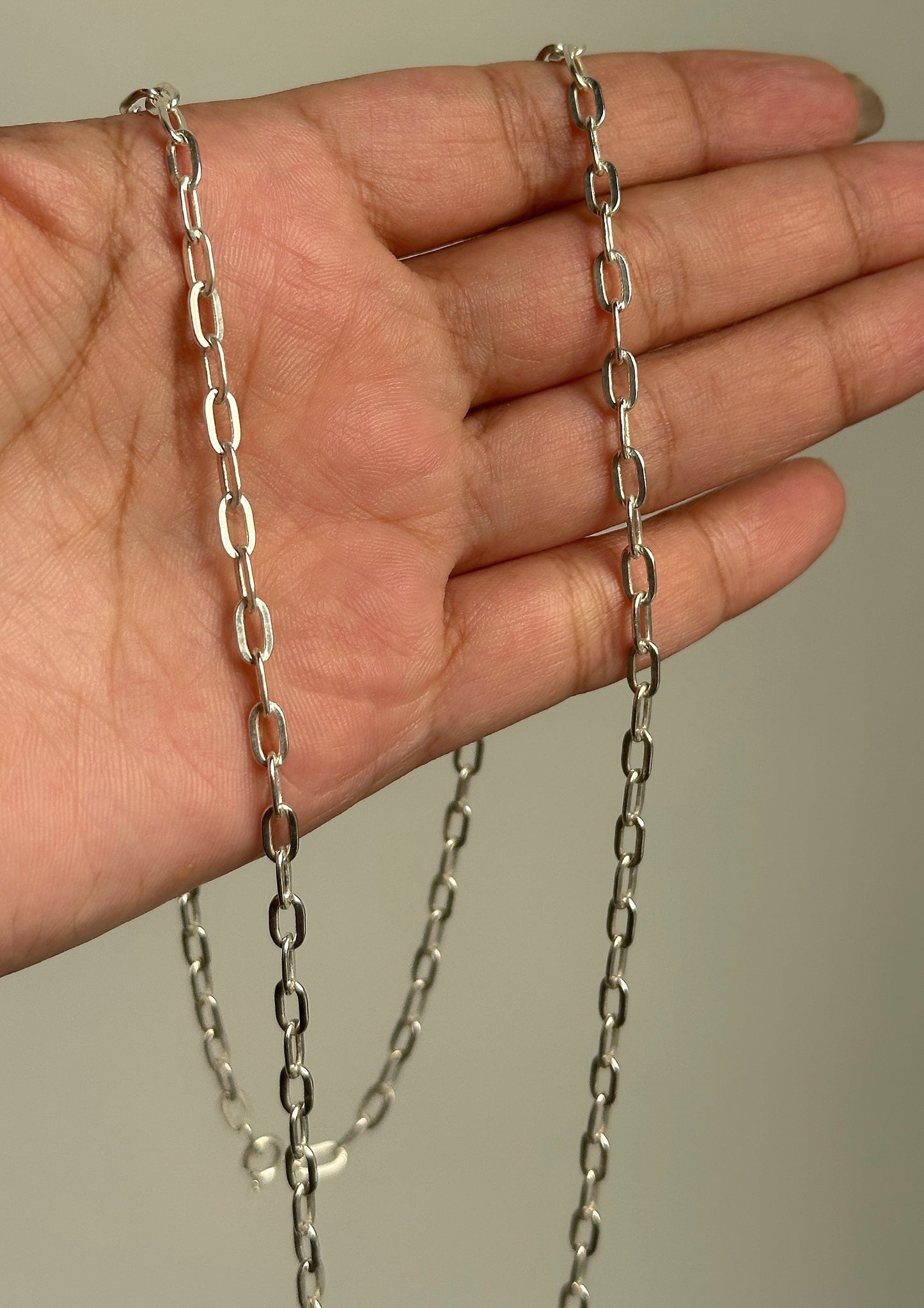 classic clip chain — 925 sterling silver elongated link chain for men, 18 inch