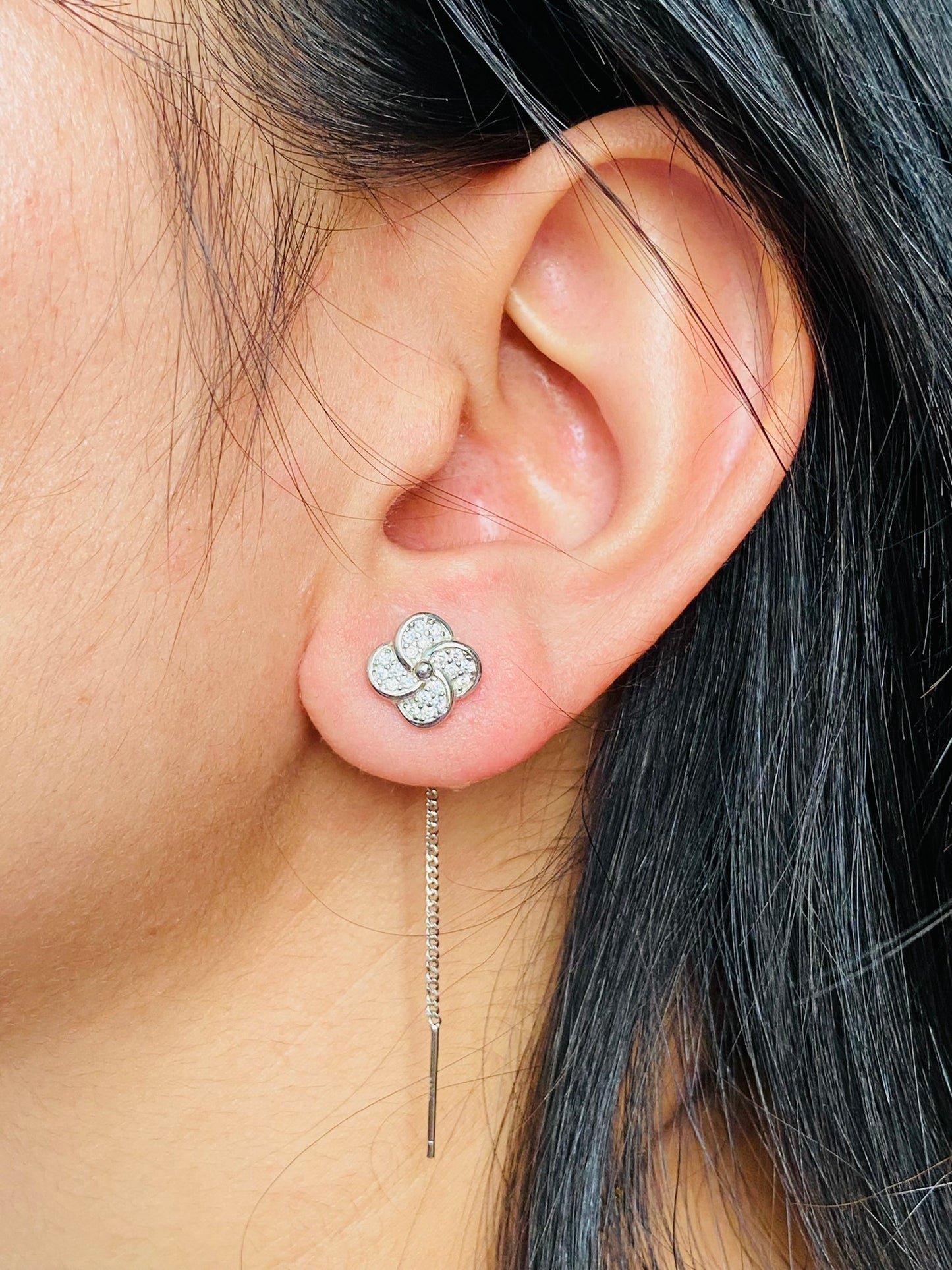 floral threader earring