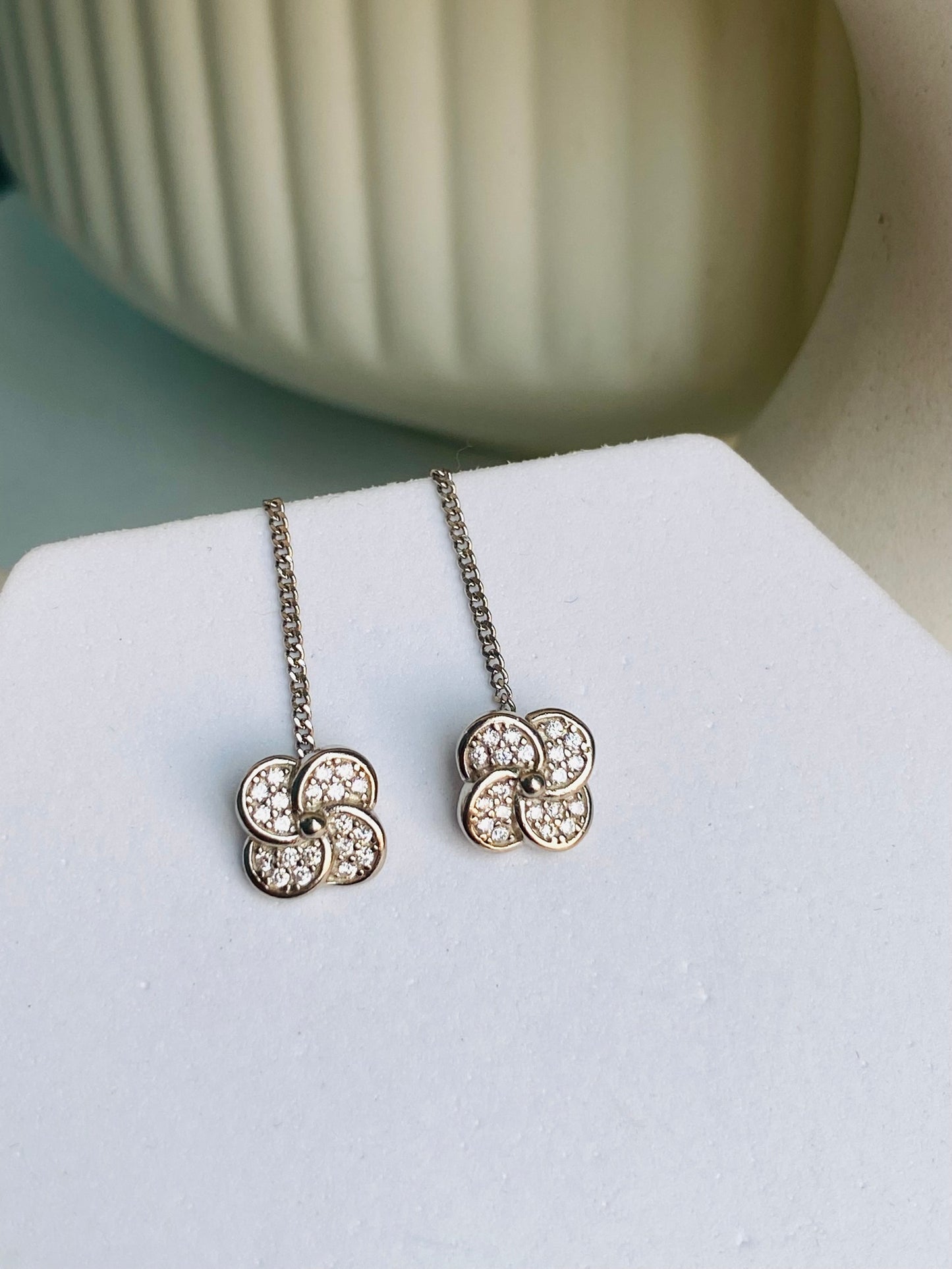 floral threader earring