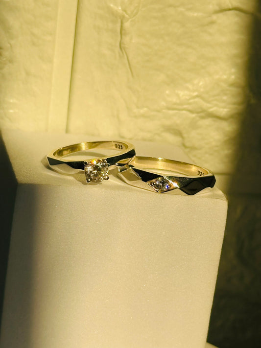 Gleaming Together Couple Rings