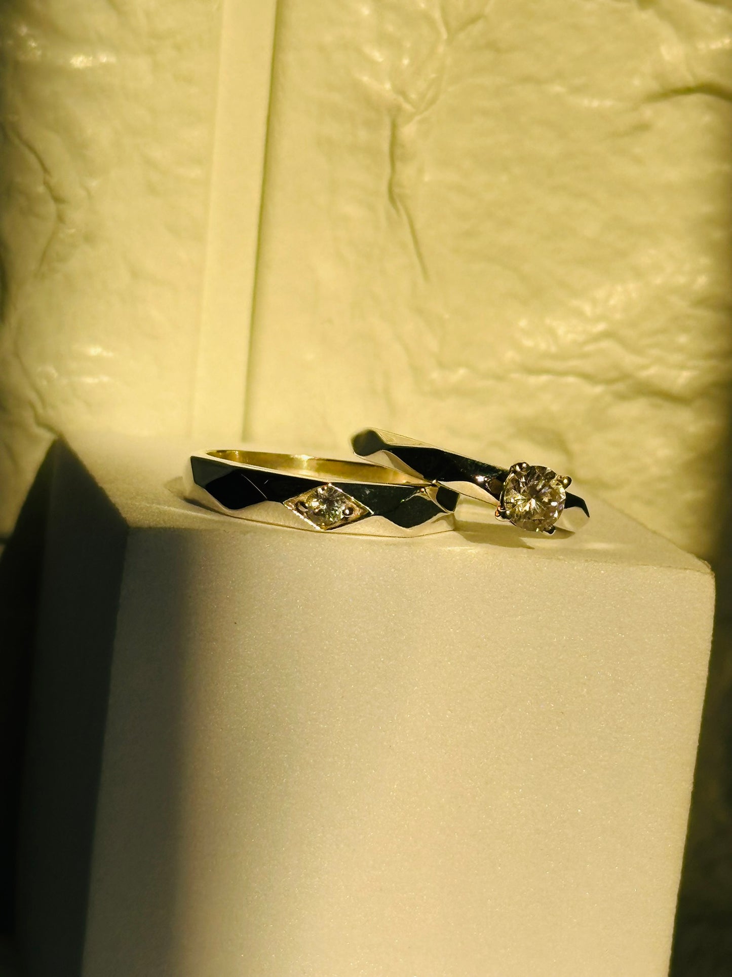 gleaming together couple rings