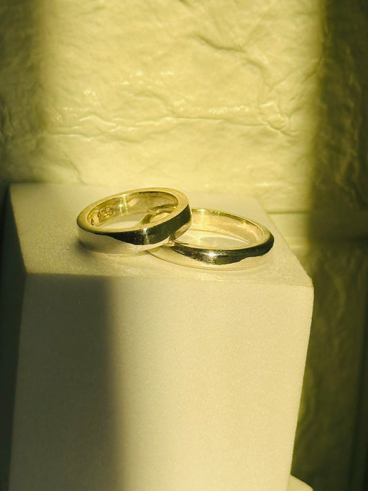 Silver Plain Couple Bands