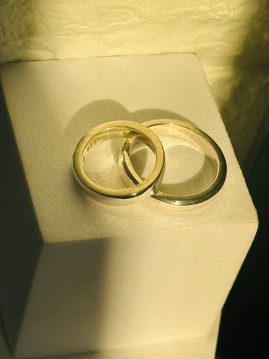 Silver Plain Couple Bands