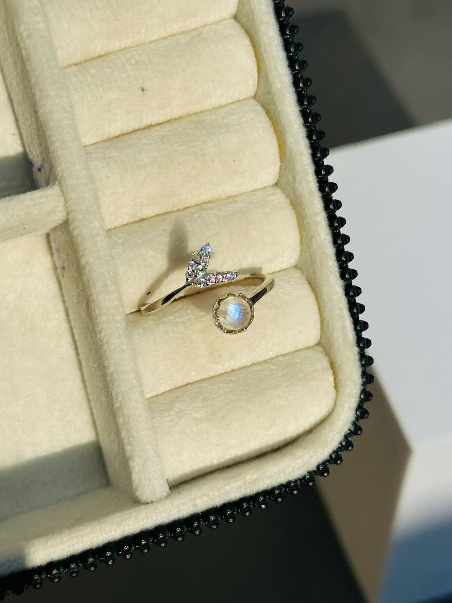 moon stone mermaid ring