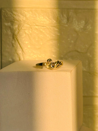 Pearl Swan Ring