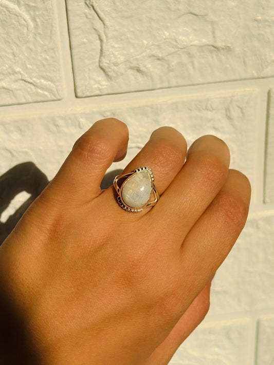 Moonstone Teardrop Ring