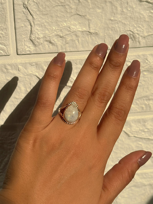 Moonstone Teardrop Ring