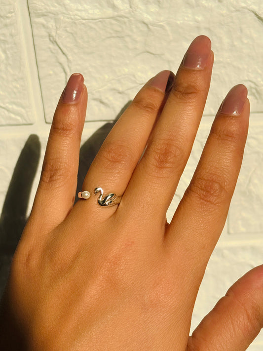 Pearl Swan Ring
