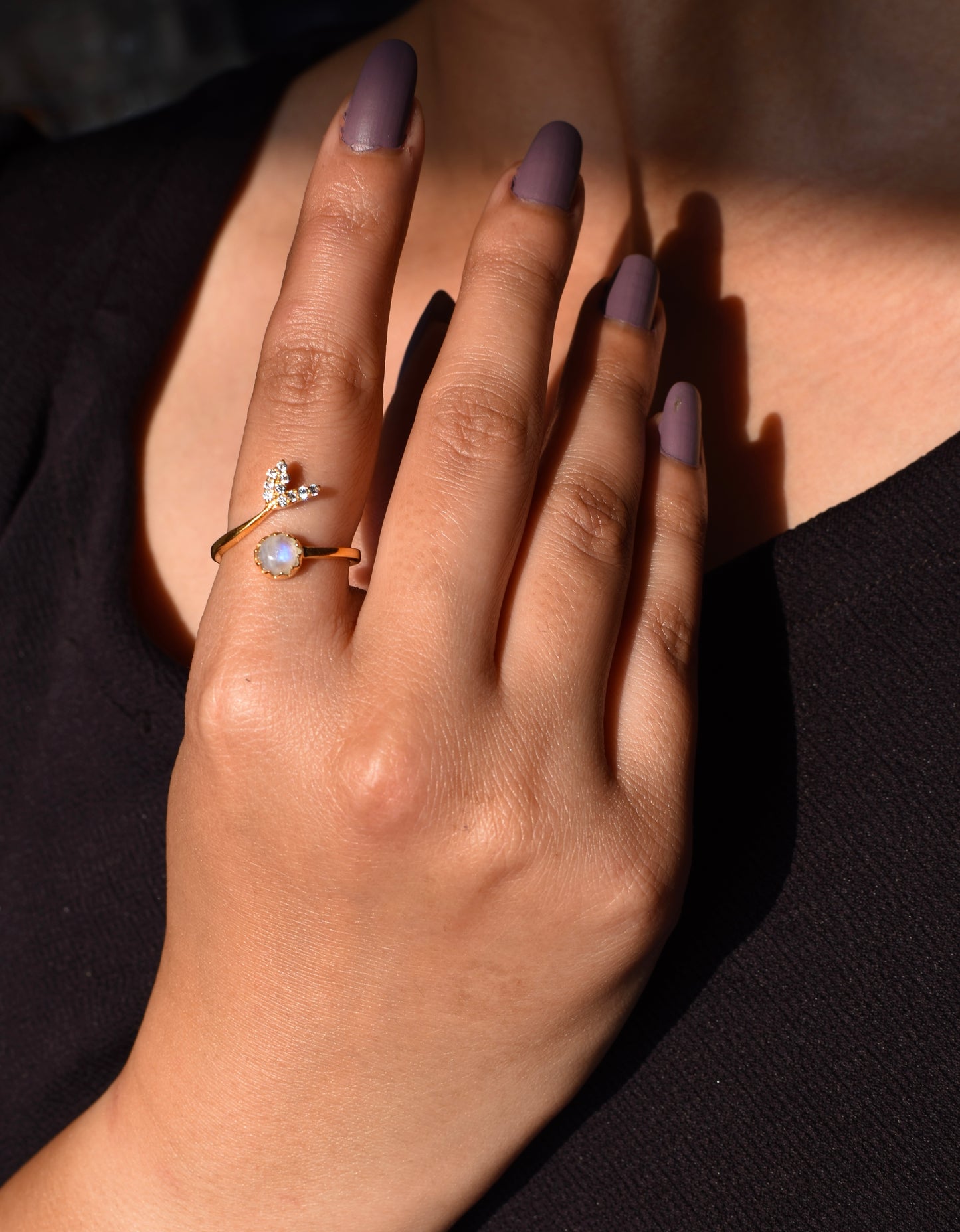 moon stone mermaid ring