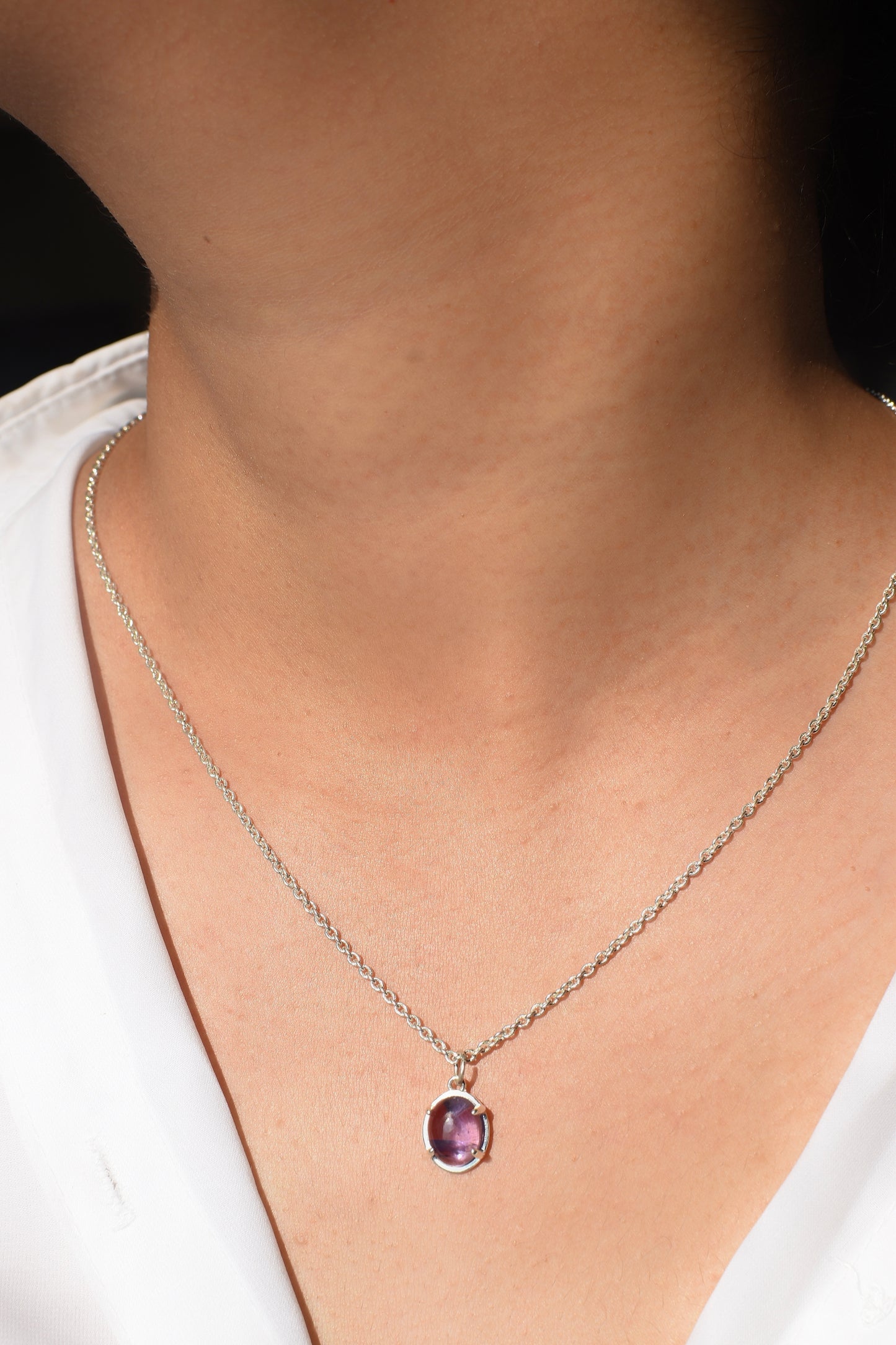oval amethyst glow neckpiece