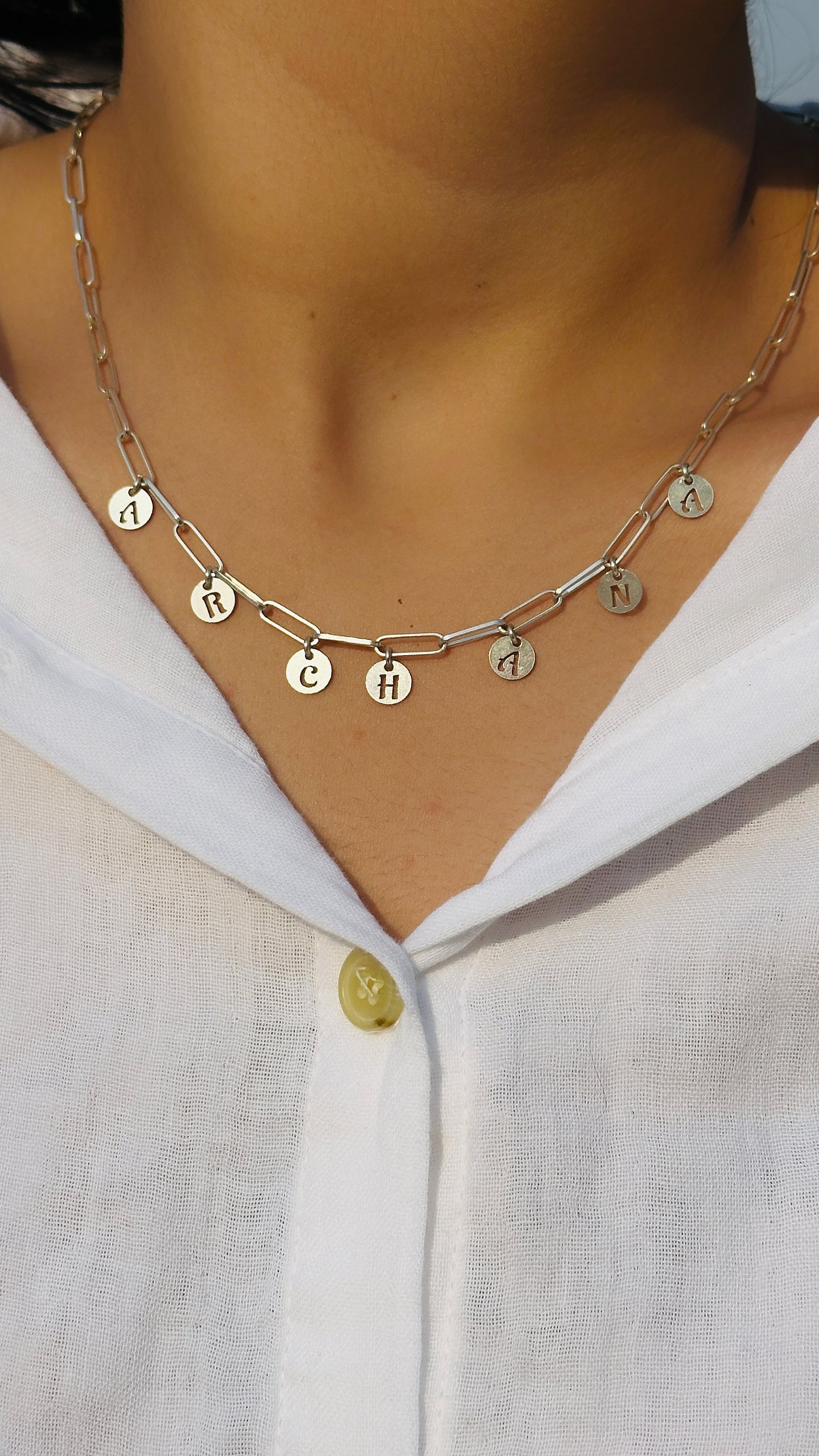 personalized name charm neckpiece