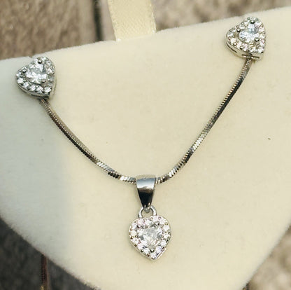 Sparkling Heart Pendant Set