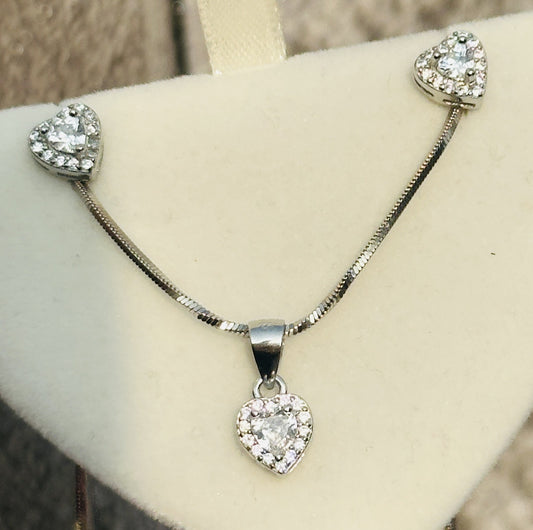 Sparkling Heart Pendant Set