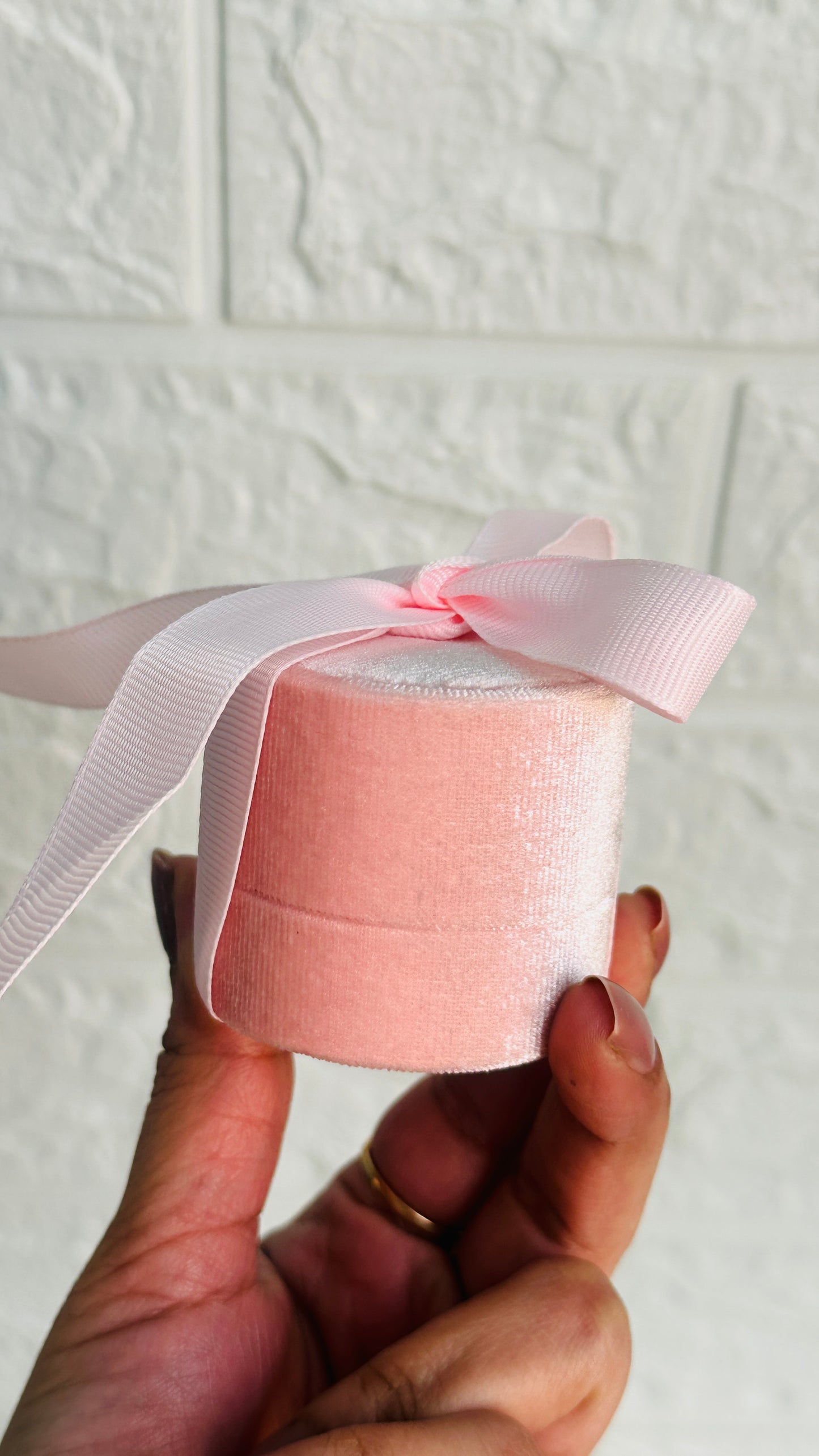 baby pink velvet ring box