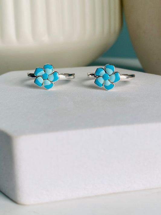 Turquoise Petal Toe Rings