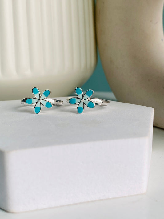 Aqua Bloom Toe Rings