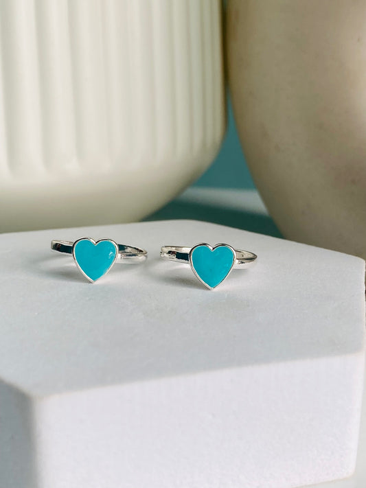 Azure Heart Toe Rings