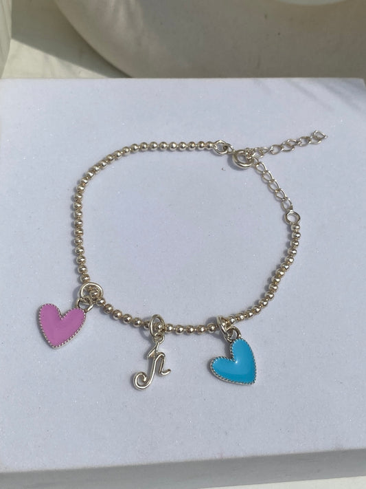 Initial & Hearts Charm Bracelet