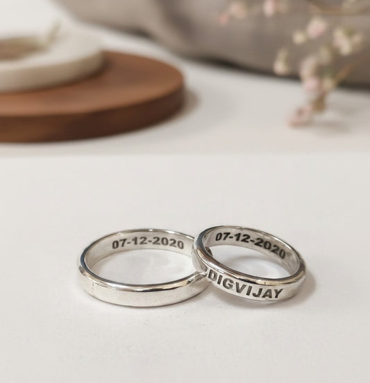 Silver Plain Couple Bands