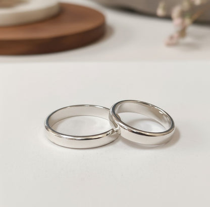Silver Plain Couple Bands