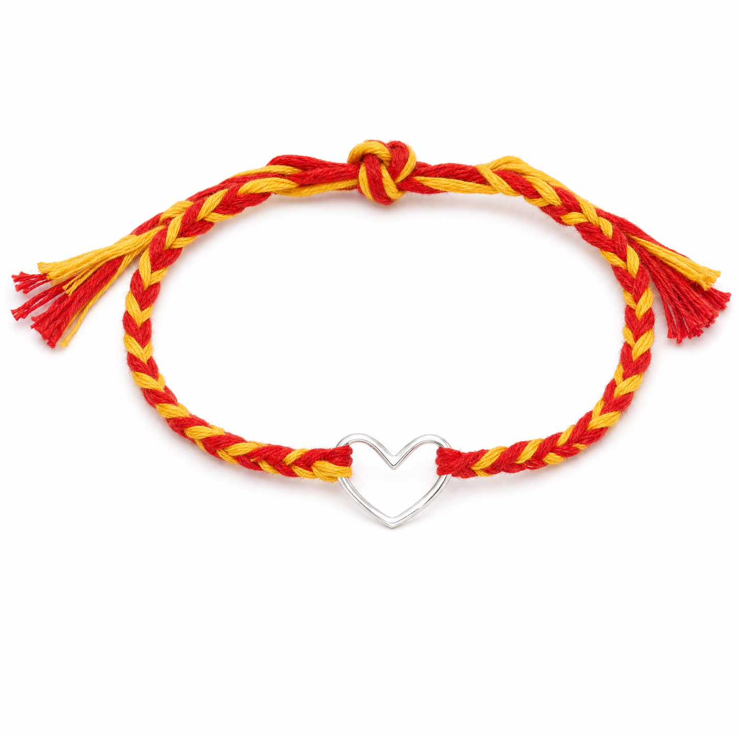 eternal heart rakhi — 925 sterling silver open heart motif rakhi
