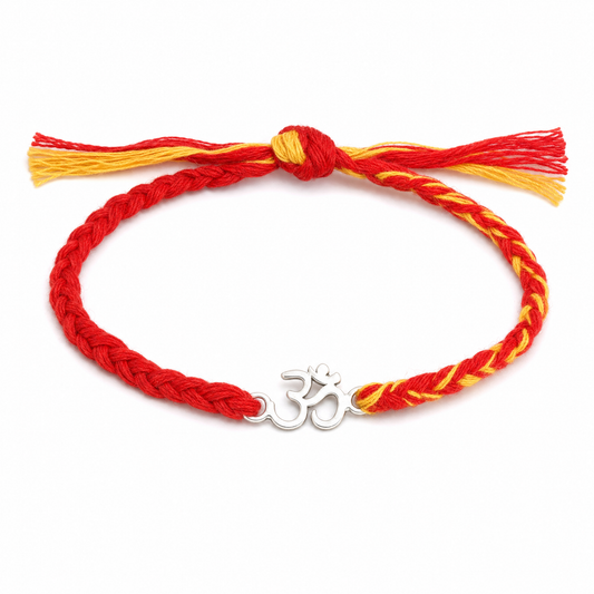 Om Blessing Rakhi in 925 sterling silver with classic Om motif