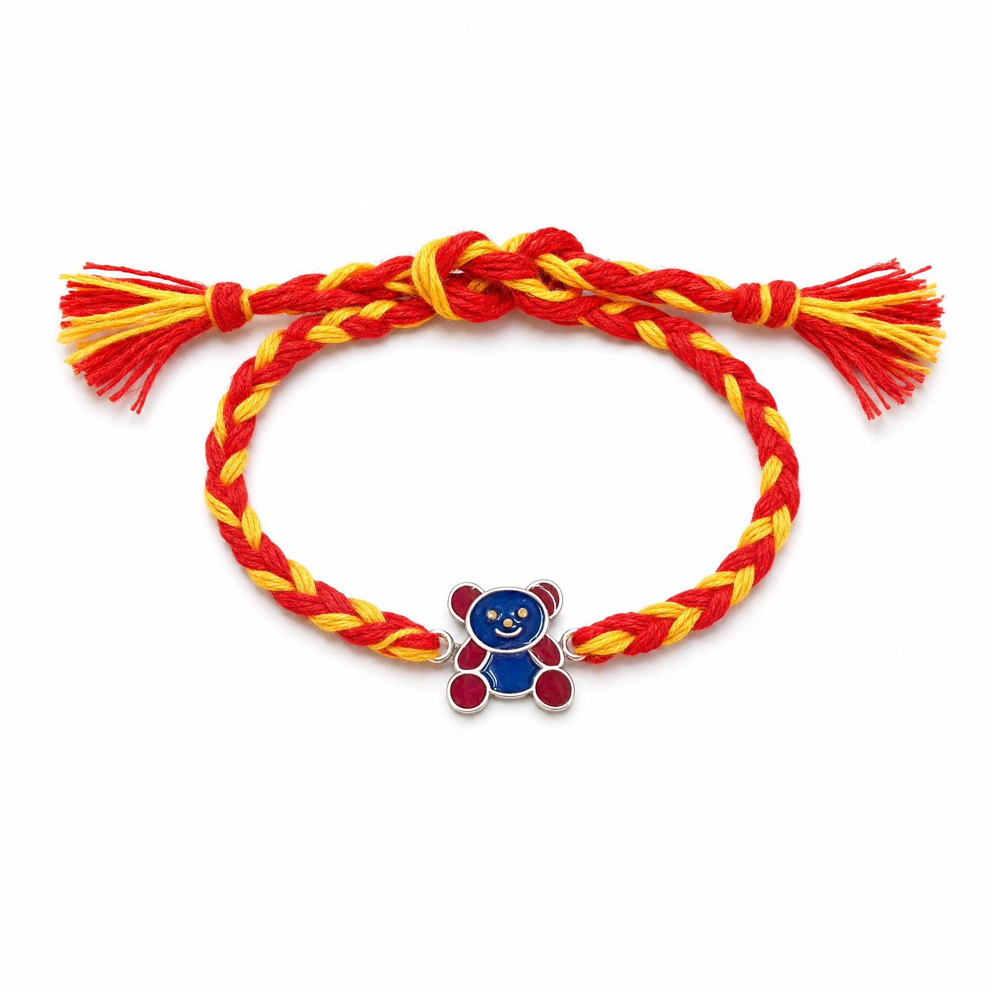 Teddy Bear Rakhi — enamel teddy bear in 925 sterling silver, kids rakhi