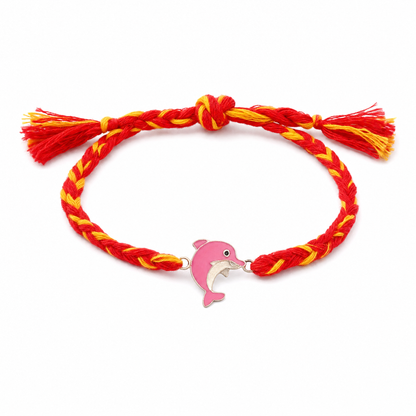 Dolphin Charm Rakhi — enamel dolphin in 925 sterling silver, kids rakhi