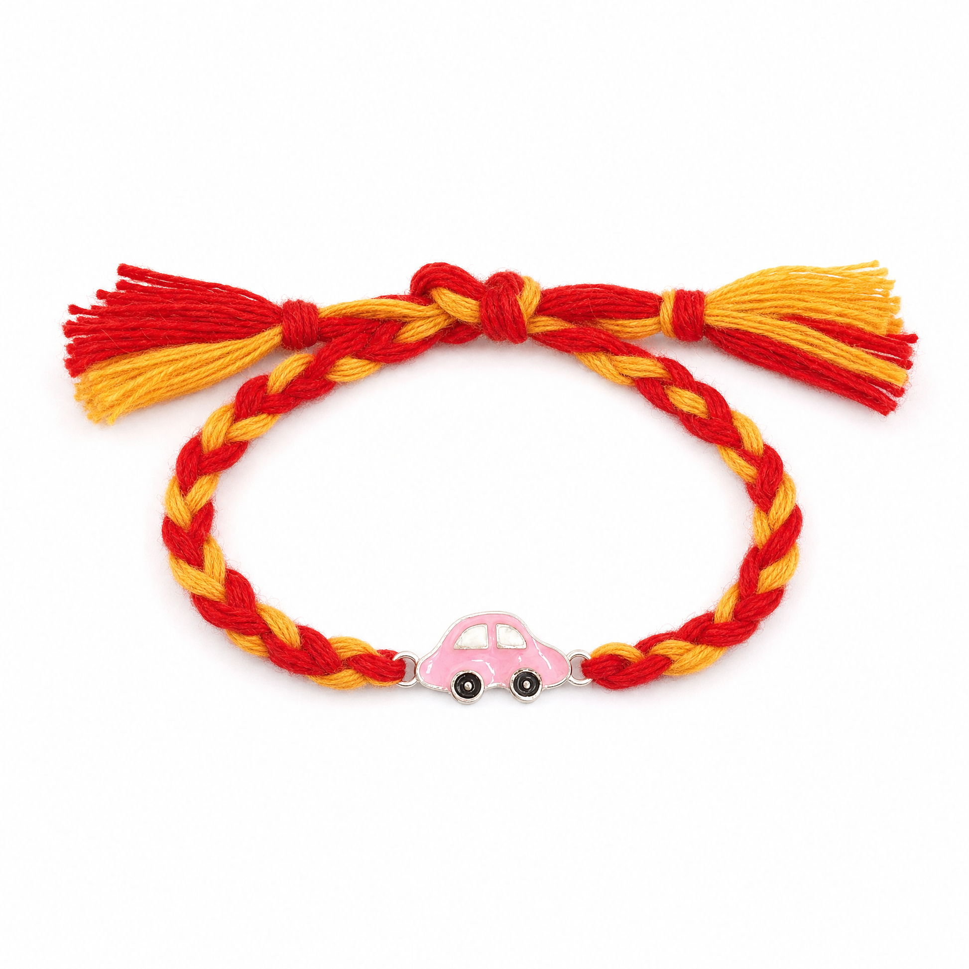 Little Racer Rakhi — enamel car motif in 925 sterling silver, kids rakhi