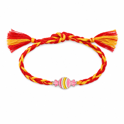 Candy Pop Rakhi — colourful enamel candy motif in 925 sterling silver, kids rakhi