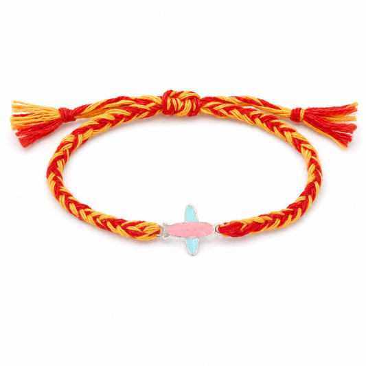 Sky Wings Rakhi — enamel aeroplane motif in 925 sterling silver, kids rakhi