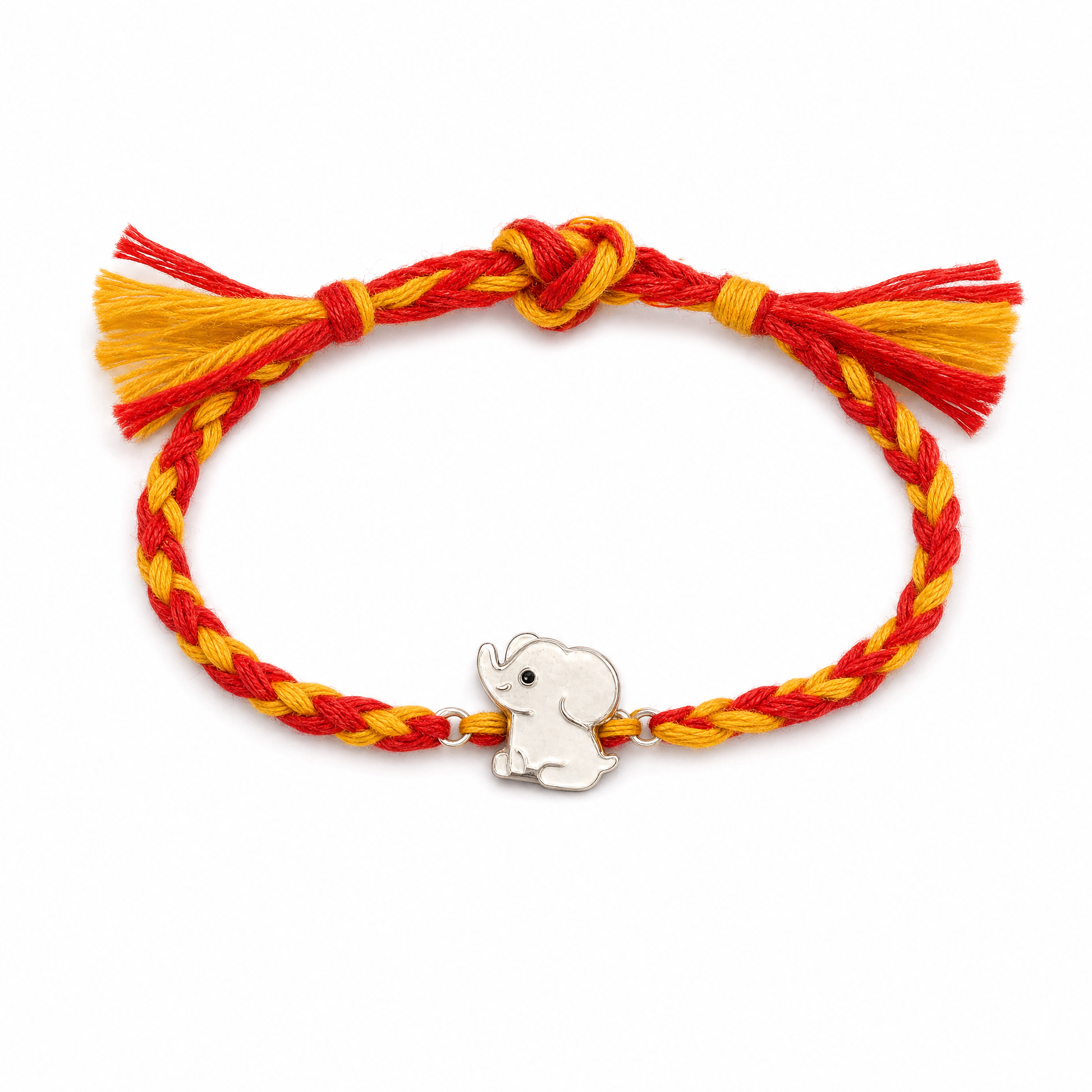 Baby Elephant Rakhi — enamel elephant motif in 925 sterling silver, kids rakhi