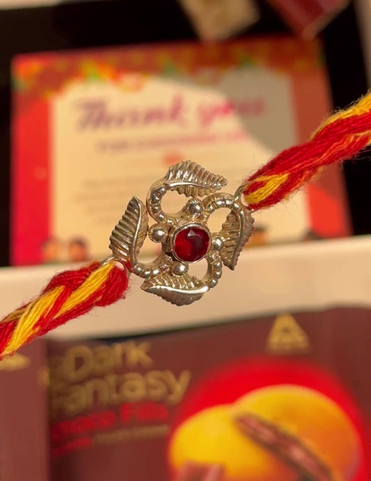 Swastik Red Stone Rakhi