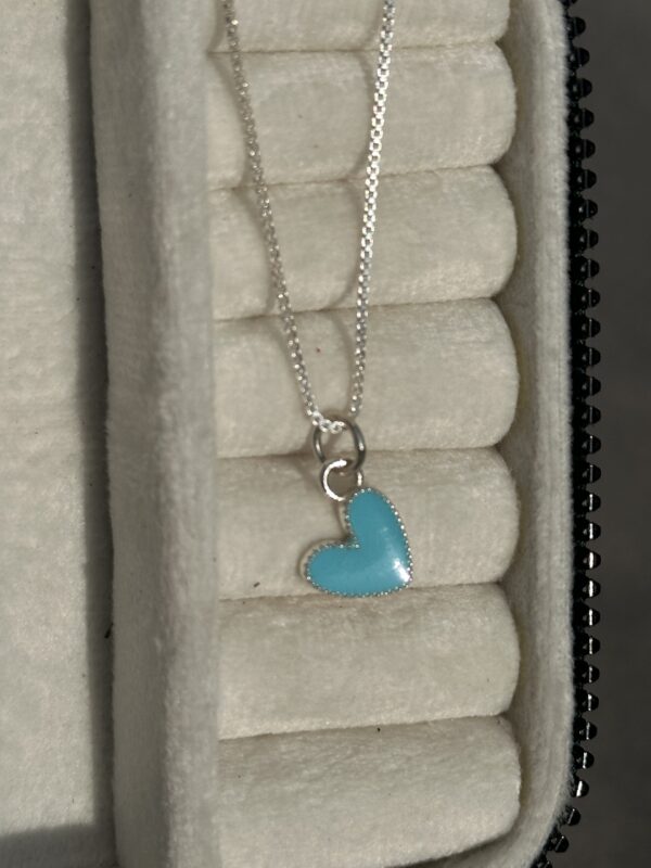 Blue Enamel Heart Neckpiece - Image 2