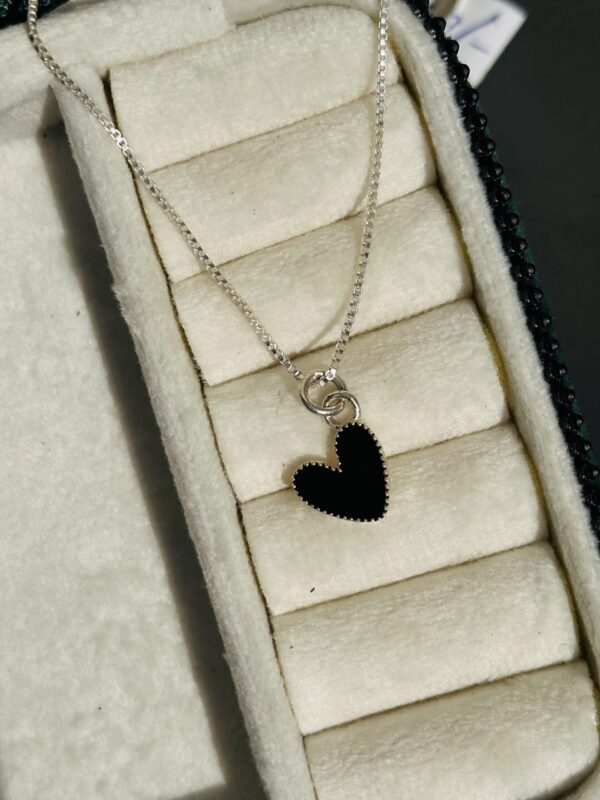 Black Enamel Heart Neckpiece