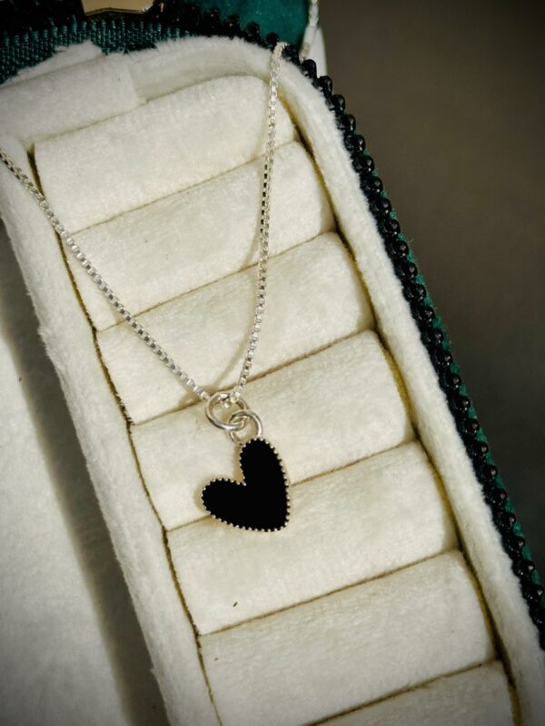 Black Enamel Heart Neckpiece - Image 2