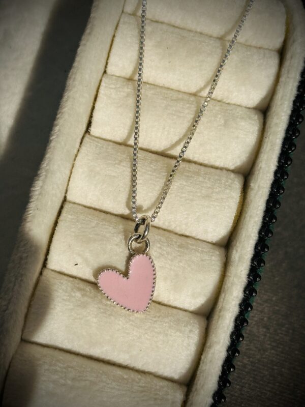 Pink Enamel Heart Neckpiece - Image 2