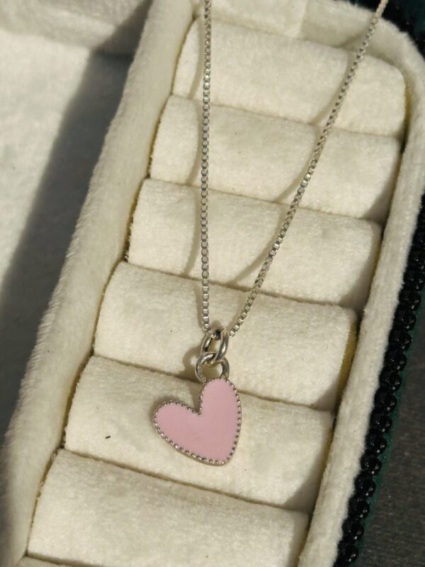 Pink Enamel Heart Neckpiece - Image 4