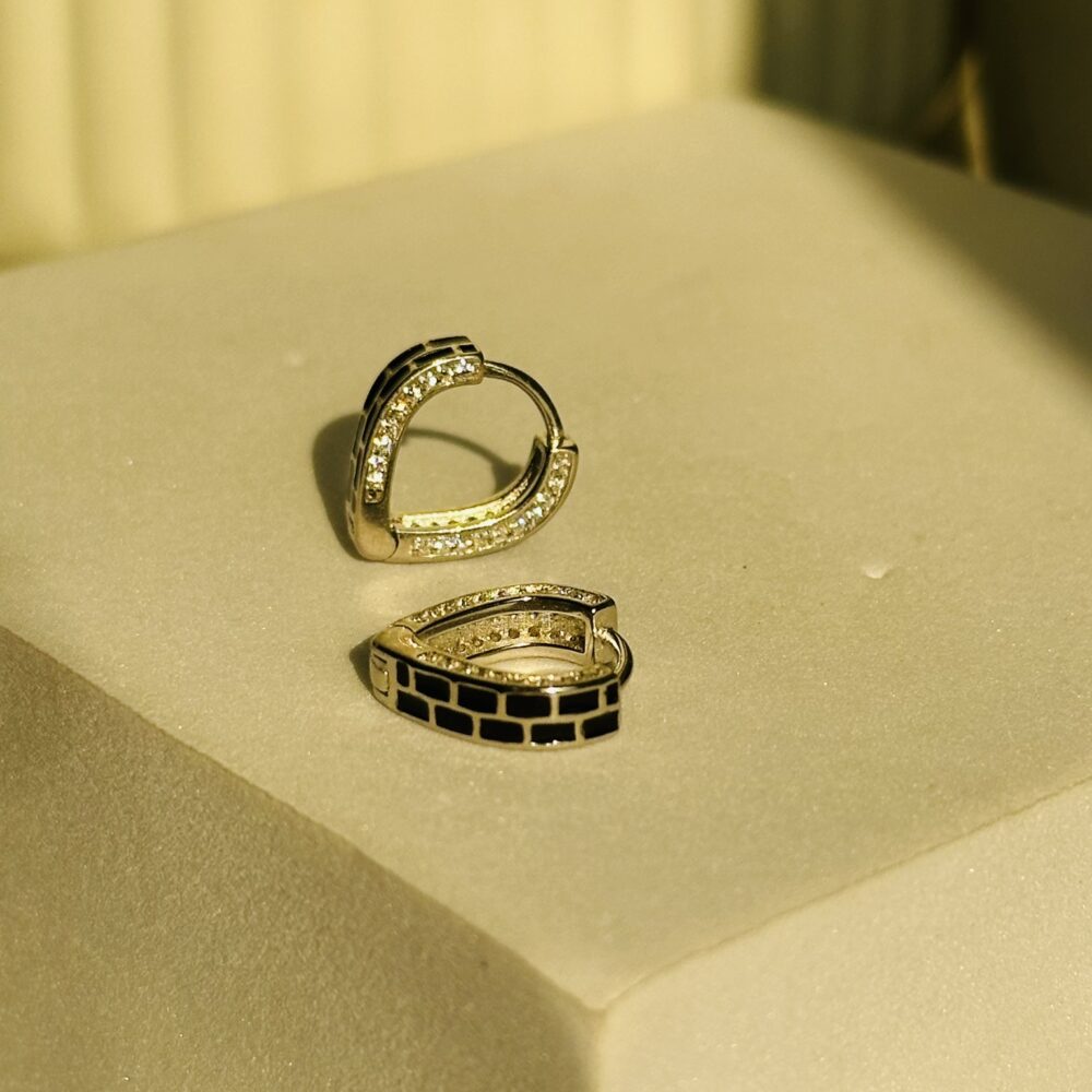 Black Enamel Hoops